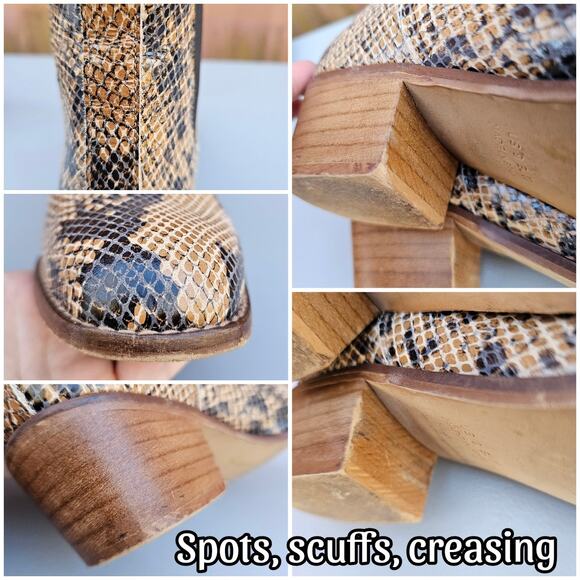 Snake Print Bootie Steve Madden Chaselyn Size 9 Brown Leather Ankle Chelsea Boot - Picture 9 of 13